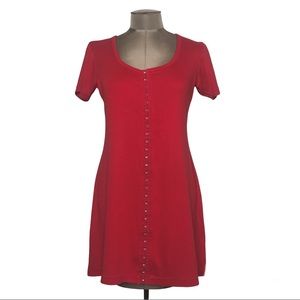 90s Vintage Currents Red Skater Dress Size Large